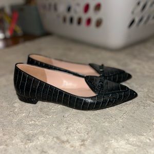 J Crew Crocodile Printed Black Flats
